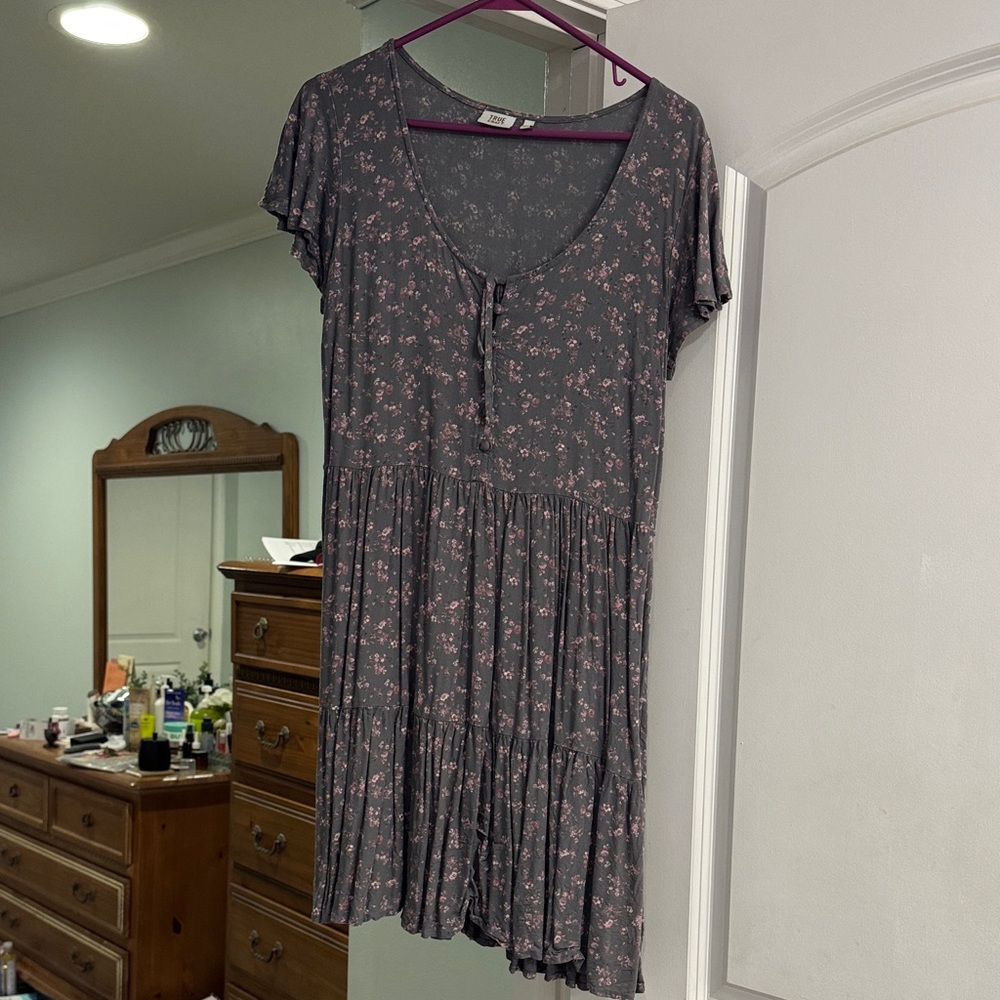 True Craft Gray and Pink Floral Dress